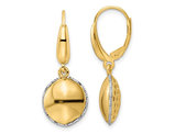 14K Yellow Gold Round Drop Leverback Earrings